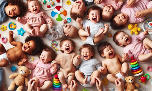 Cù lét có thể gây hại cho trẻ sơ sinh. Ảnh - AI: Ngọc Thùy