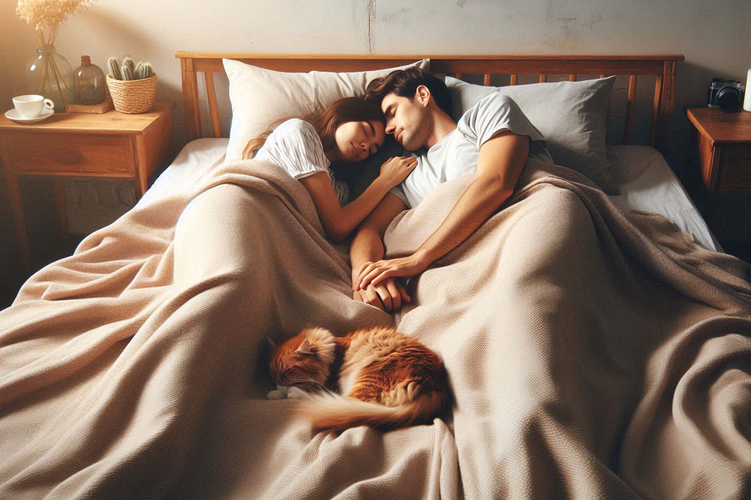 Sleeping with your partner helps improve sleep. Photo - AI: Ngoc Thuy