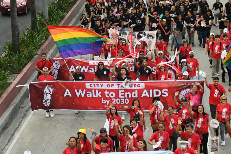 A parade to mark World AIDS Day in the Philippines. Photo: AFP