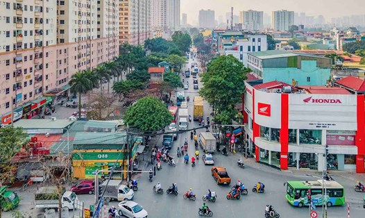 Tỉnh lộ 70 đoạn qua Khu đô thị Đại Thanh (huyện Thanh Trì, Hà Nội). Ảnh: Trang Thụy
