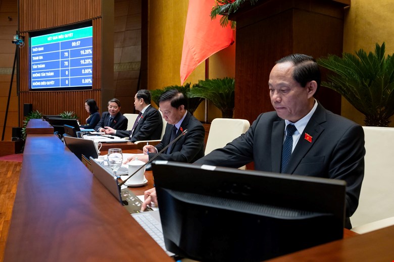 The National Assembly voted to pass the Law on People's Air Defense, which includes provisions on unmanned aircraft. Photo: Pham Dong