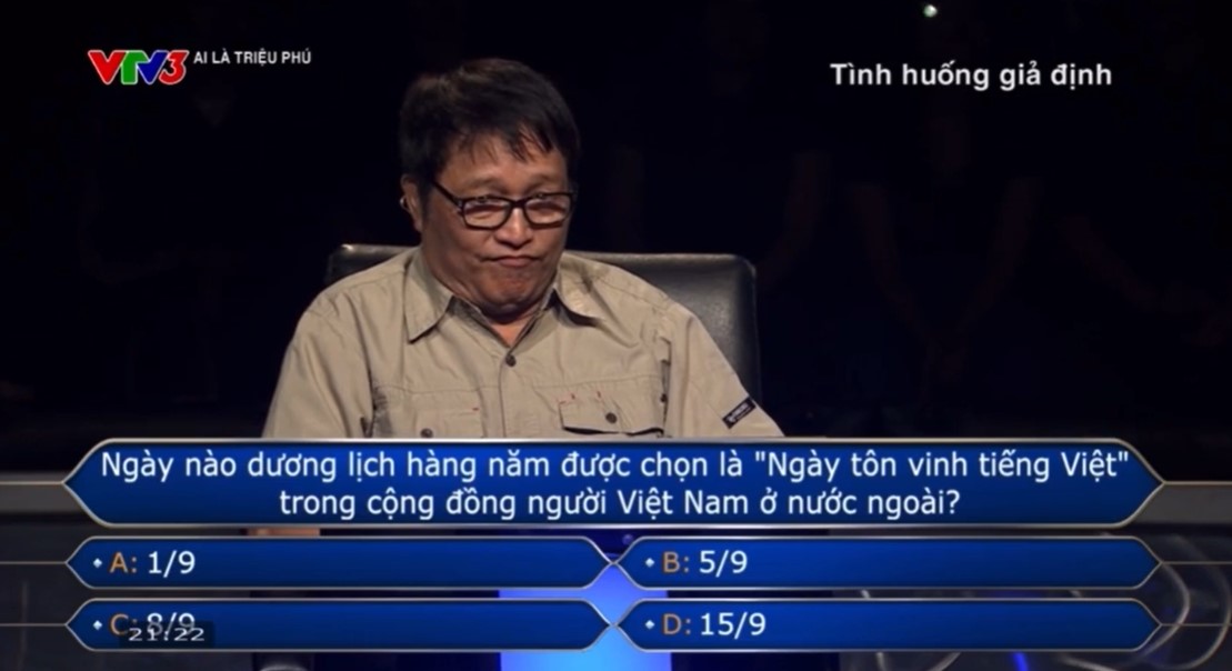 Nguoi choi Pham Cao Long khong the tra loi dung cau hoi thu 15 trong tinh huong gia dinh. Anh cat tu video