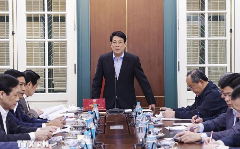 President Luong Cuong works with the Central Internal Affairs Committee - the Standing Agency of the Central Steering Committee for Judicial Reform. Photo: Lam Khanh/ VNA