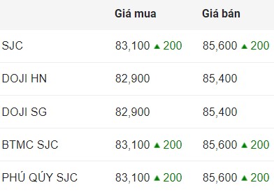 Cập nhật giá vàng SJC sáng nay.