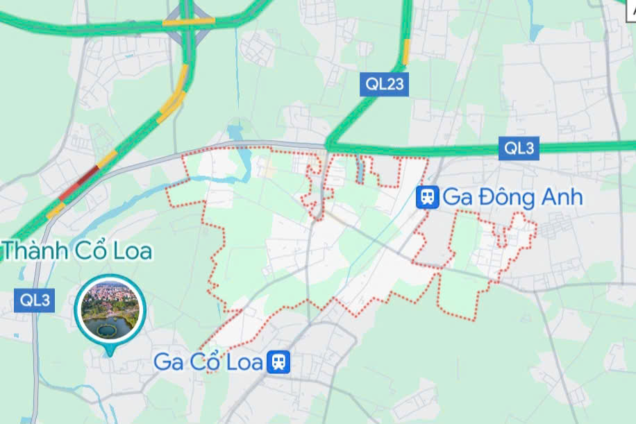 Dong Anh bus station will be built in Uy No commune. Photo: Google Maps