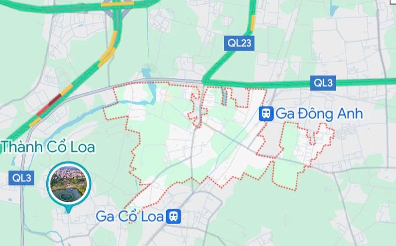 Dong Anh bus station will be built in Uy No commune. Photo: Google Maps