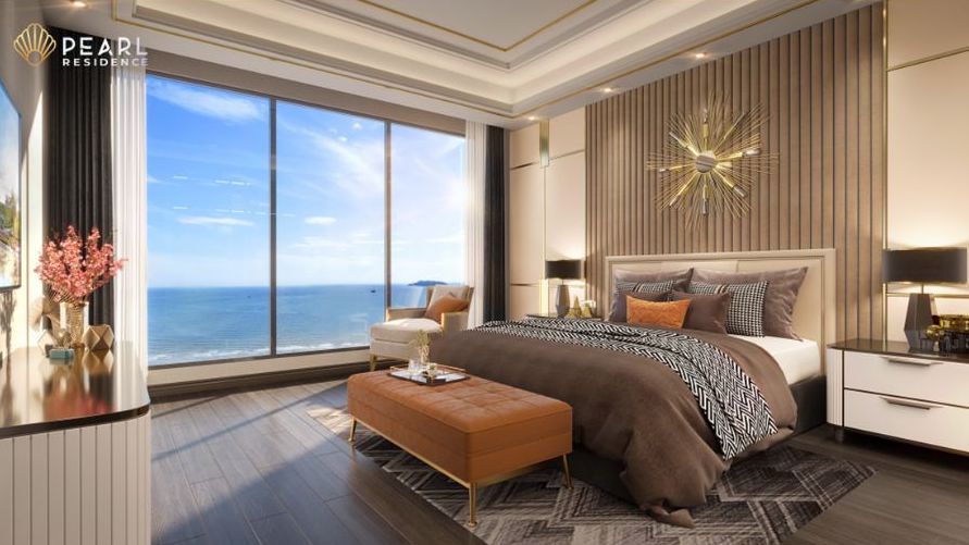 Bo suu tap Pearl Residence voi thiet ke khong gian thoang rong gom 3 phong ngu va 2 ban cong mang lai cam giac thu thai tai chinh can nha.