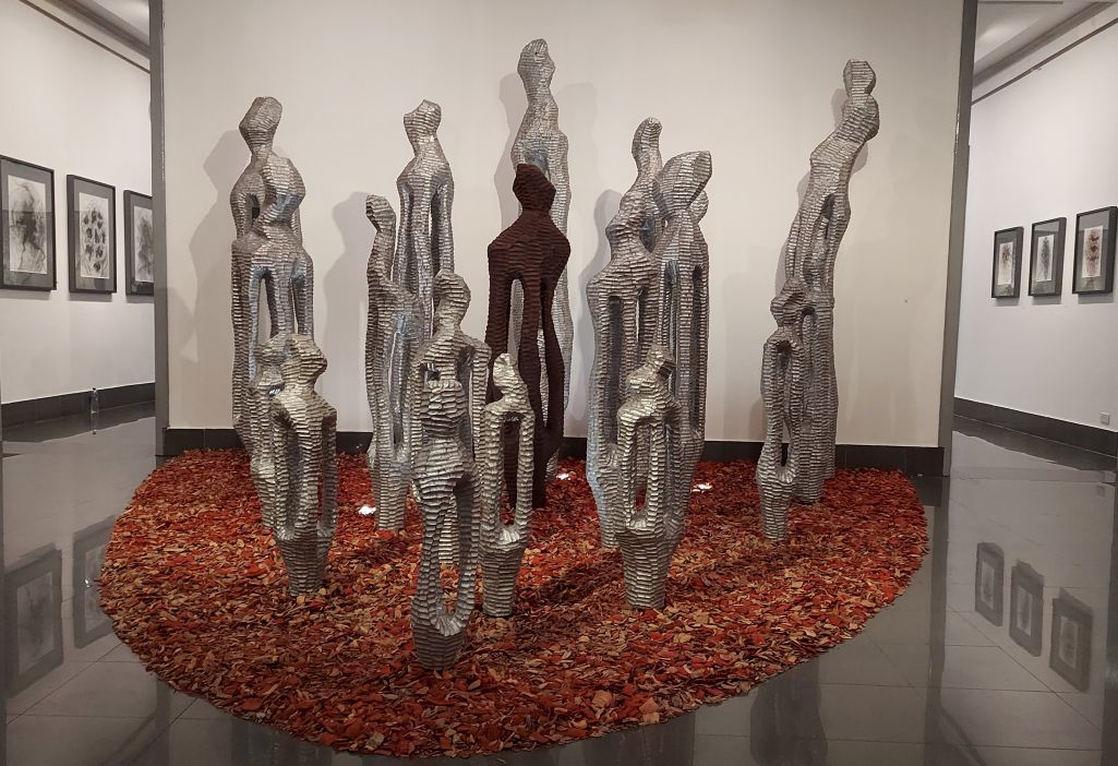 Wood sculpture by artist Katsumi Mukai.