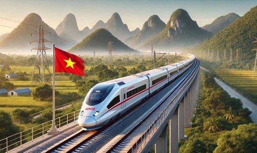 Dự án đường sắt tốc độ cao Bắc Nam đi qua địa phận 20 tỉnh, thành phố trong đó có Nam Định. Ảnh minh họa sử dụng AI