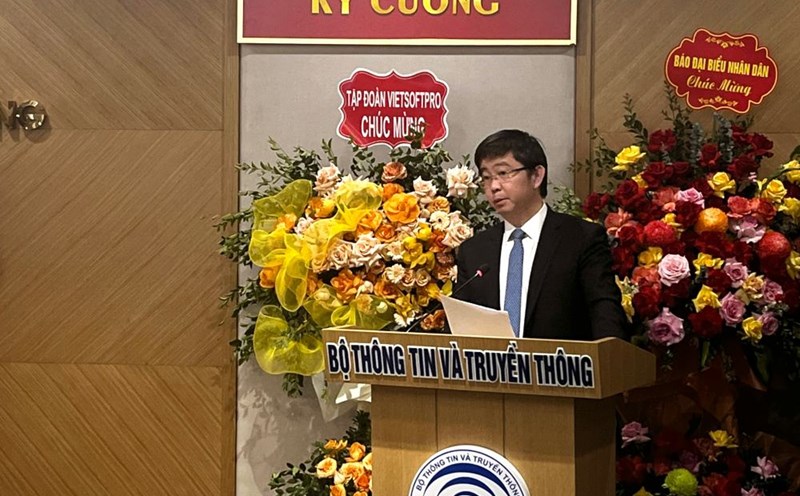 Mr. Bui Hoang Phuong - Deputy Minister of Information and Communications gave a speech at the launching ceremony. Photo: Huyen Chi