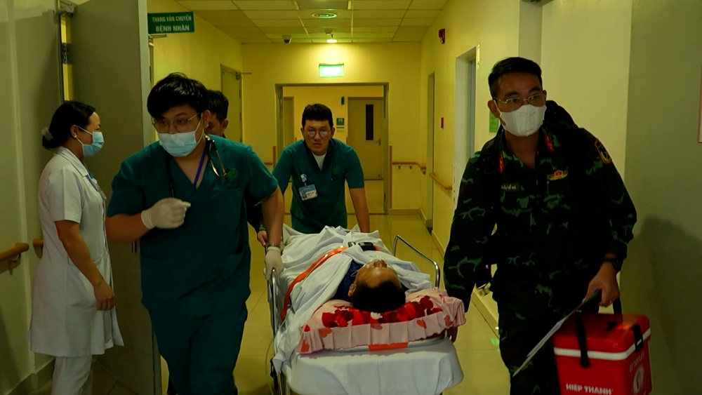 Air ambulance, transferring critical patients from Tho Chu island to the mainland for emergency treatment.