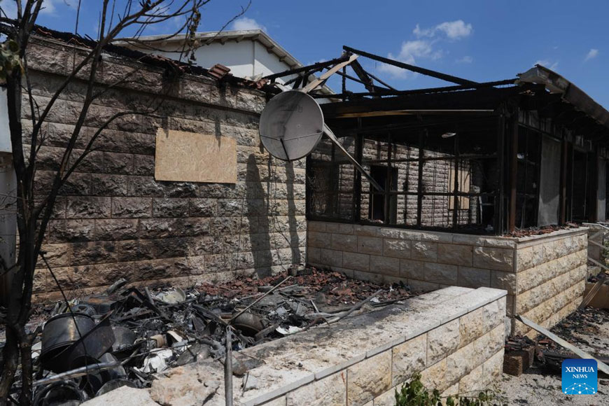 A residential area in Israel destroyed by a Hezbollah rocket. Photo: Xinhua