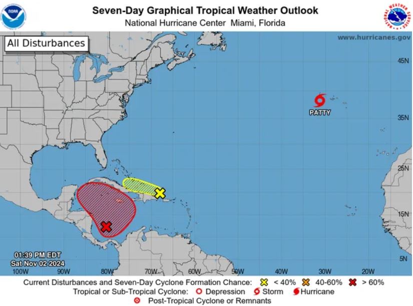 Du bao bao, ap thap cua NHC ngay. Anh: NHC/NOAA