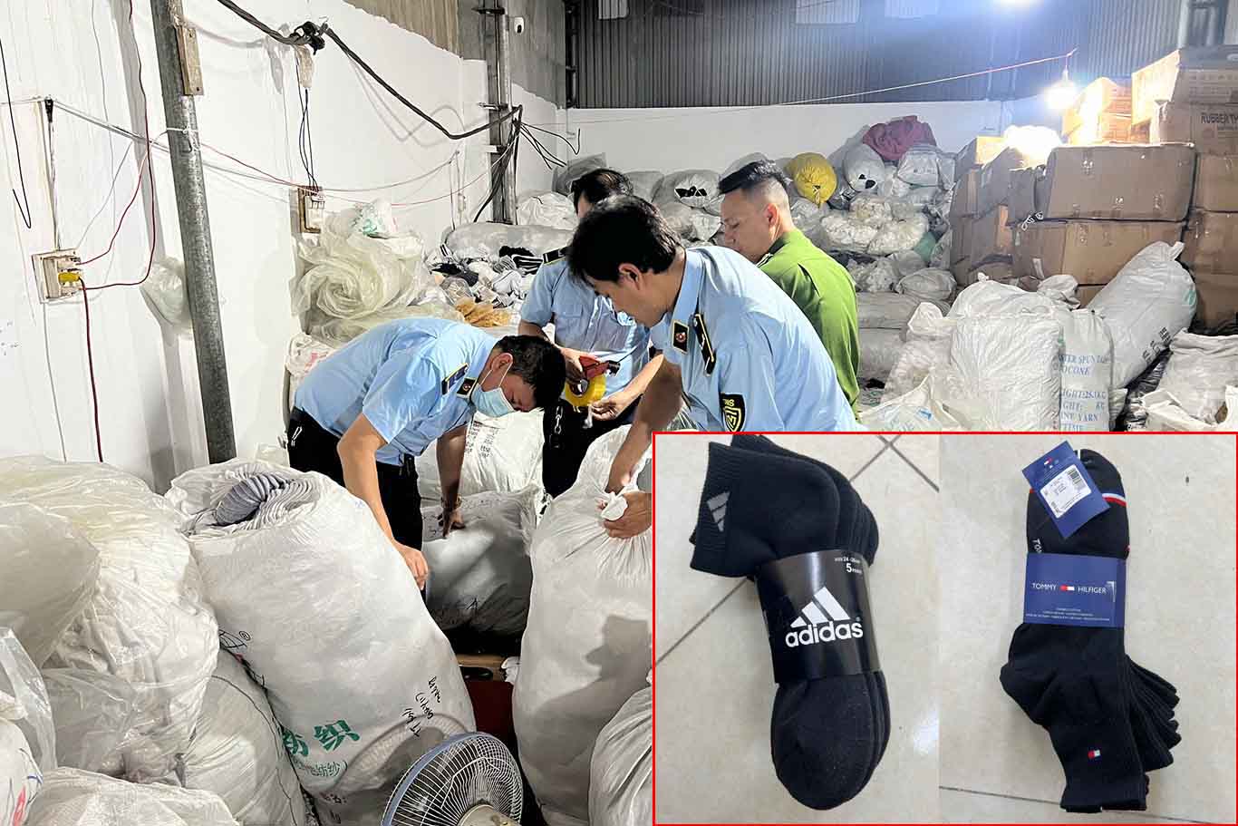 Two business establishments in La Phu (Hoai Duc, Hanoi) have signs of producing counterfeit goods. Photo: Hanoi Market Management Department