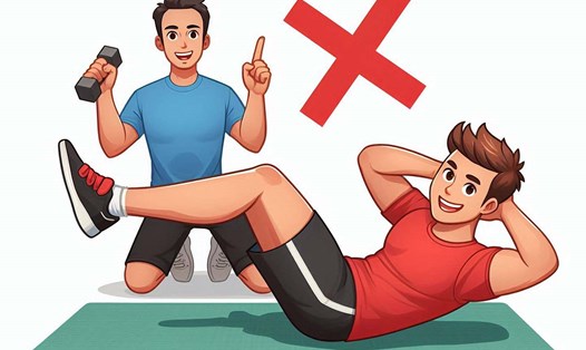 Bài tập gập bụng tốt cho cơ bụng nhưng vẫn tồn tại một số nhược điểm cần lưu ý. Ảnh - AI: Ngọc Thùy