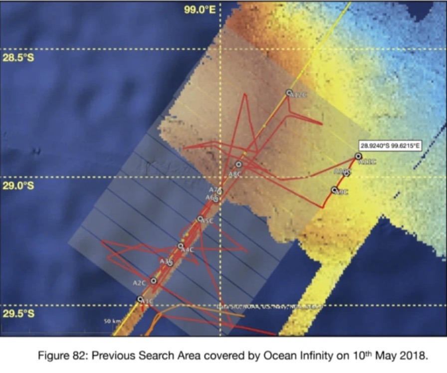 Vung tim kiem MH370 ma cong ty tim kiem My Ocean Infinity trien khai nam 2018. Anh: Ocean Infinity