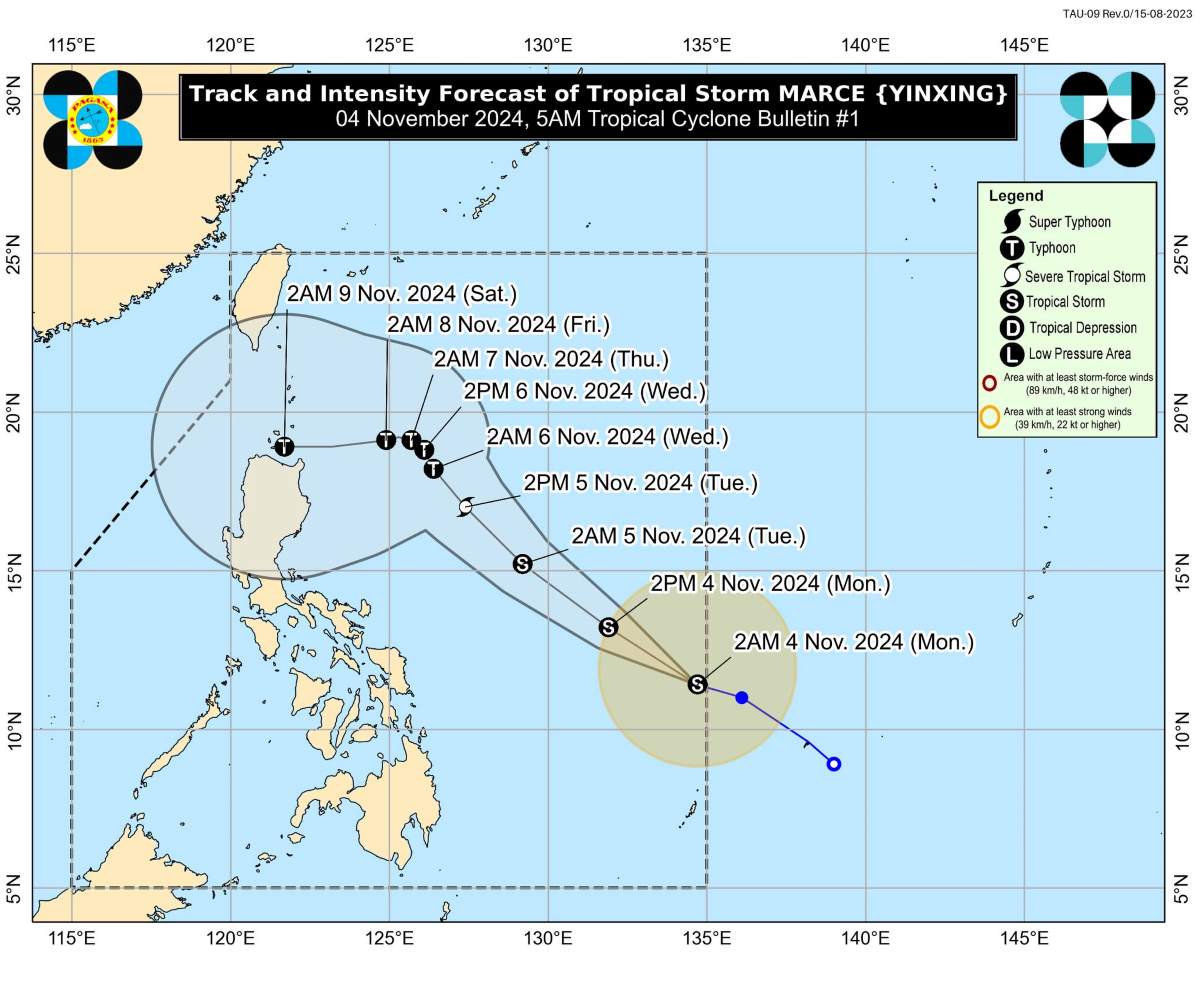 Du bao duong di cua bao Marce. Anh: PAGASA