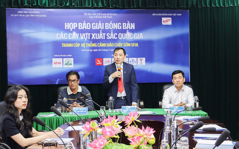 Press conference of the 2024 National Table Tennis Tournament for Excellent Players. Photo: Bui Luong