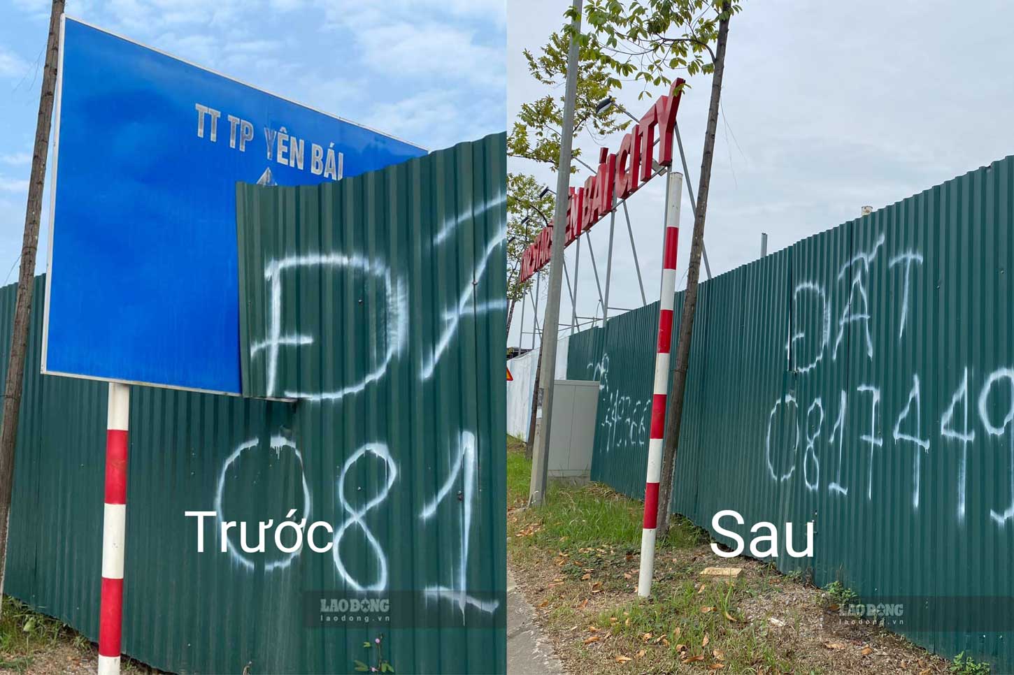 Traffic signs at an urban area project in Yen Bai have been removed. Photo: Tran Bui