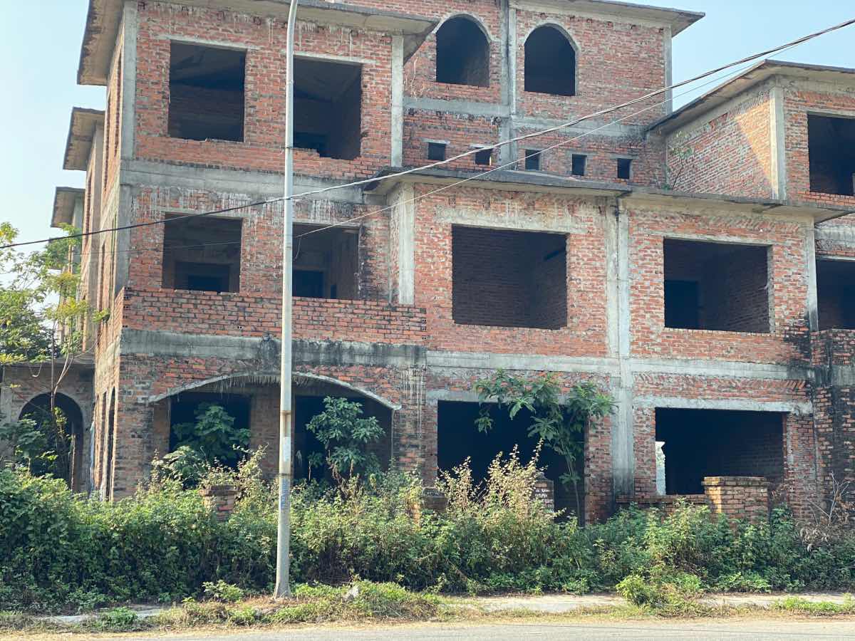 Cỏ dại che kín lối vào của căn biệt thự tại khu đô thị Nam An Khánh (Hoài Đức, Hà Nội). Ảnh: Nhật Minh