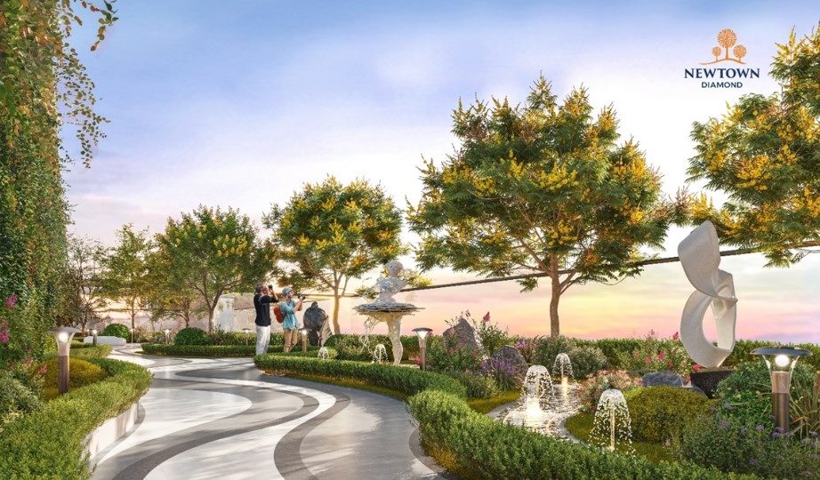 Cac khu vuon nghe thuat voi nhieu mang xanh gop phan tao nen khong gian nghi duong hoa hop giua con nguoi va thien nhien.