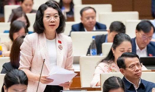 Đại biểu Mai Thị Phương Hoa nói về vấn đề chống lãng phí. Ảnh: Phạm Thắng