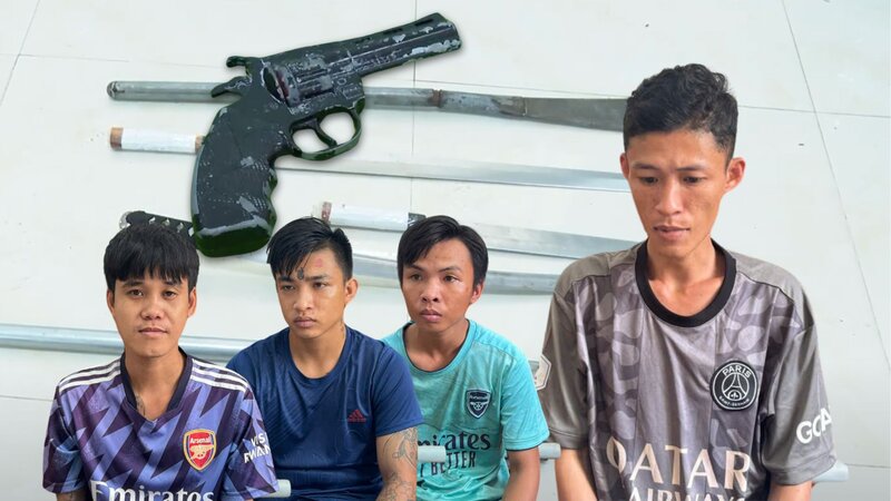 Four suspects were temporarily detained for threatening others with guns. Photo: Provided by the police.