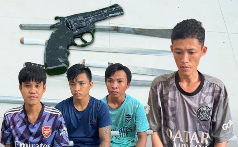 Four suspects were temporarily detained for threatening others with guns. Photo: Provided by the police.