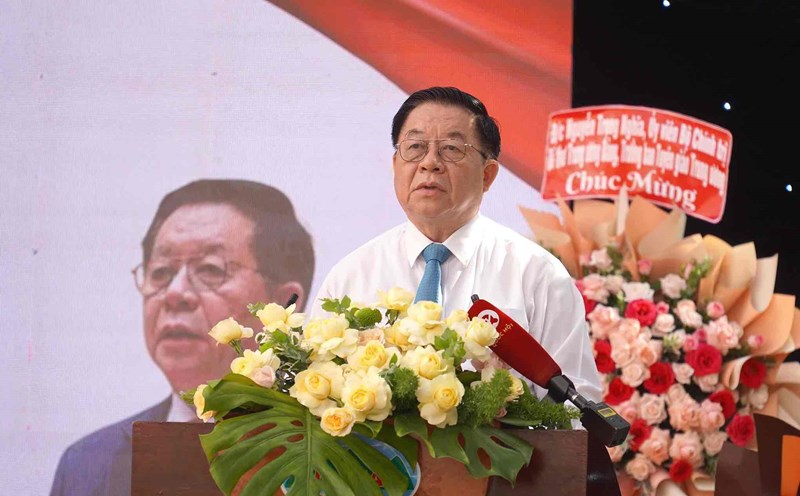 Head of the Central Propaganda Department Nguyen Trong Nghia gave a speech at the opening ceremony of Lilama 2 International Technology College. Photo: HAC