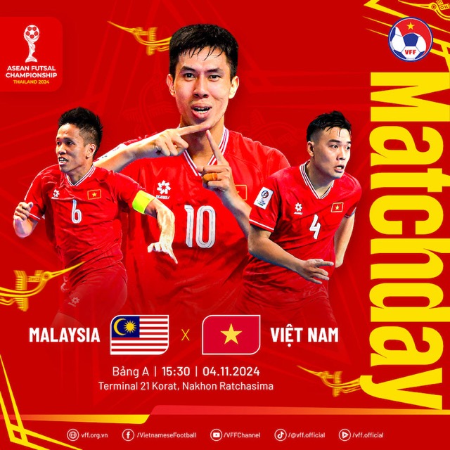 Tuyen futsal Viet Nam co tran dau quan trong truoc tuyen futsal Malaysia. Anh: VFF 