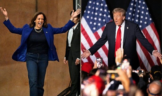 Bà Kamala Harris và ông Donald Trump vận động tranh cử ngày cuối cùng trước bầu cử Mỹ. Ảnh: AFP