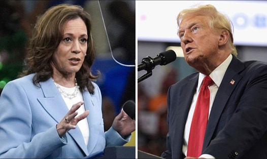 Bà Harris và ông Trump bám đuổi sít sao trong các cuộc thăm dò bầu cử Mỹ. Ảnh: Xinhua