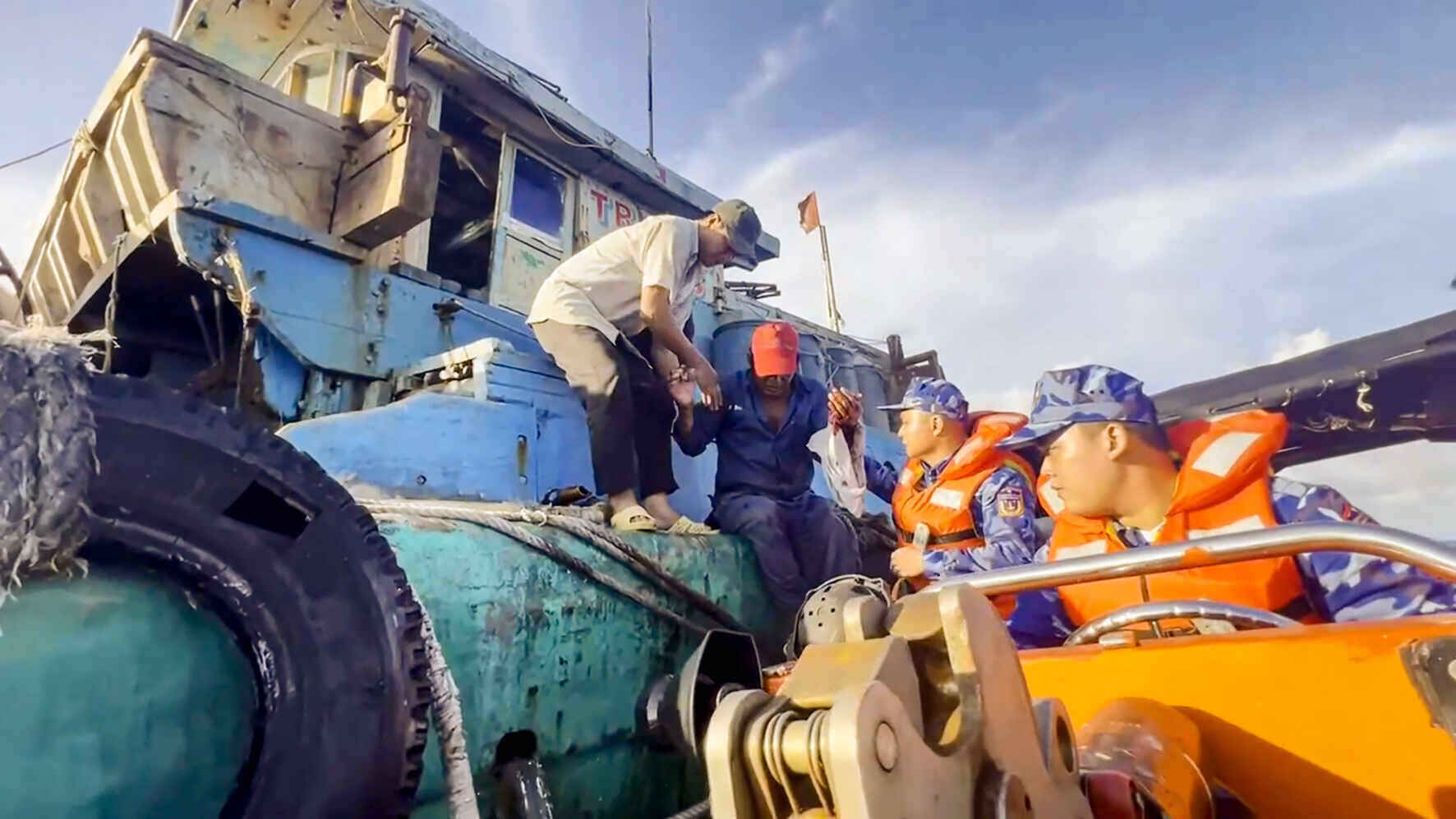 Coast Guard received and promptly provided first aid to a fisherman who had an accident at sea