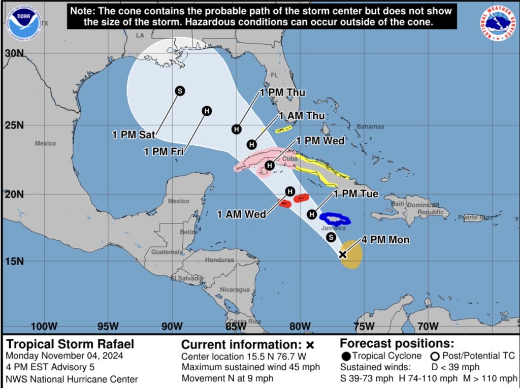 Du bao duong di cua bao Rafael. Anh: NHC