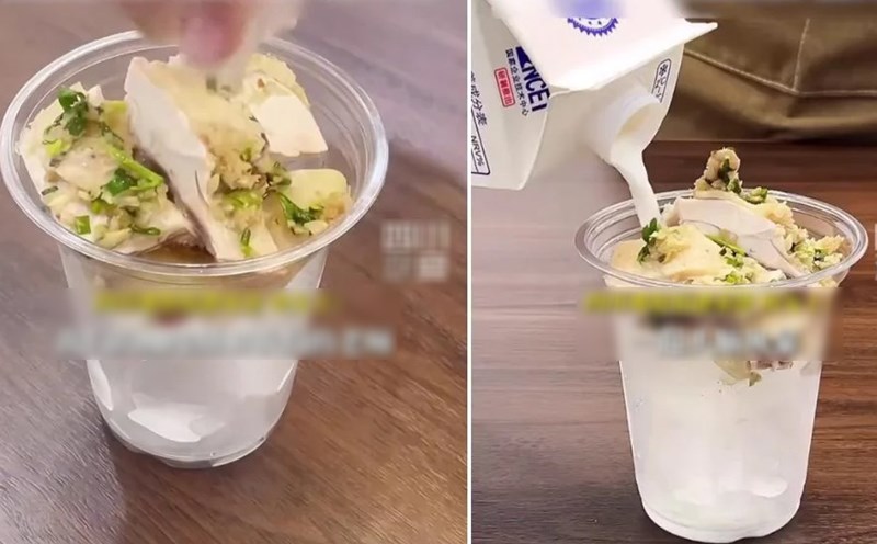 Steps to make steamed chicken coffee with coriander at a coffee shop in Guangdong, China. Photo: Weibo
