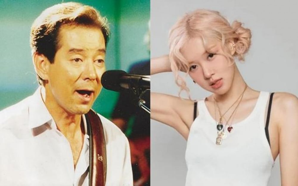 Veteran singer Yoon Soo Il thanks Blackpink's Rose. Photo: AllKpop.