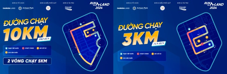 “Run to A-land 2024” se mang dau an rieng voi hai cu ly thu thach, 10km va 3km, trong khong gian tuoi xanh va bau khong khi trong lanh cua Artisan Park.  