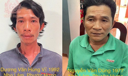 Đối tượng Dương Văn Hùng Vĩ và Nguyễn Văn Dũng bị khởi tố về hành vi Cướp tài sản. Ảnh: Công an tỉnh Bình Định