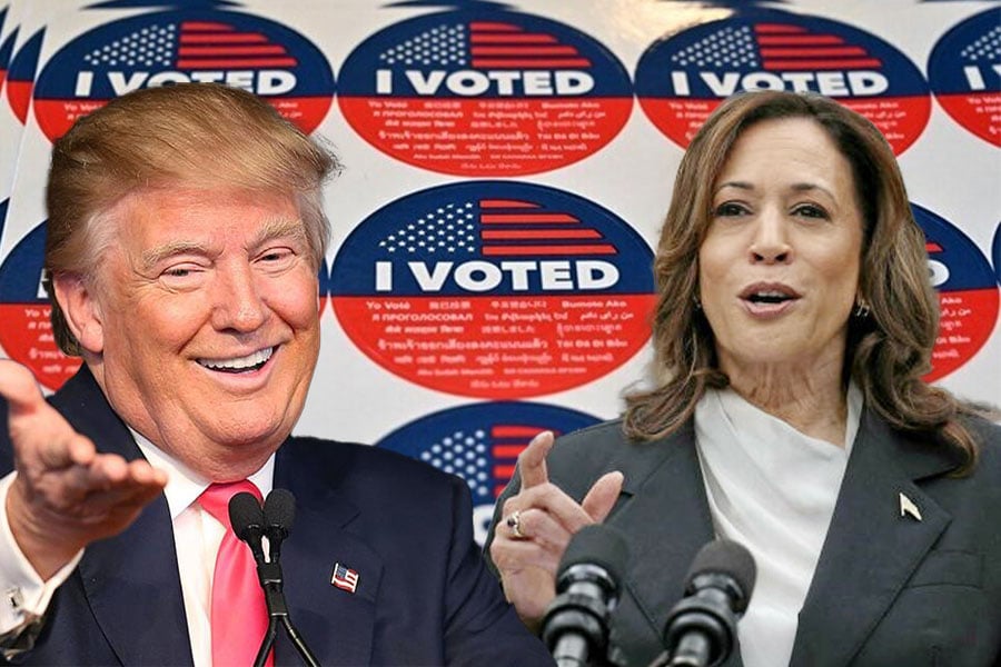 Cuu Tong thong Donald Trump va ba Kamala Harris. Anh: AFP