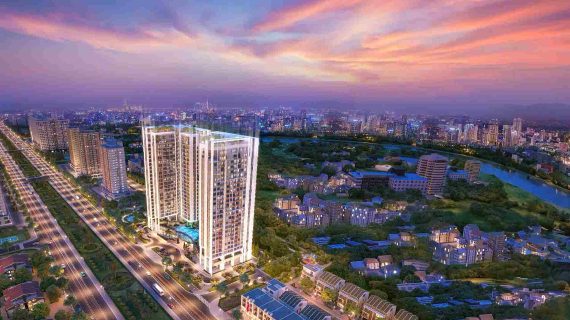 Essensia Sky là “sự đồng điệu” kết nối sự tấp nập phía trước của tuyến đại lộ và không gian xanh, yên bình phía sau. Ảnh: Phú Long