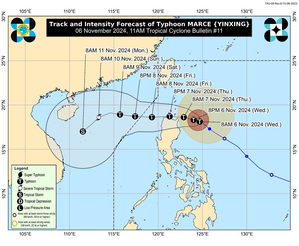 Bao Yinxing suy yeu dan khi vao Bien Dong. Anh: PAGASA