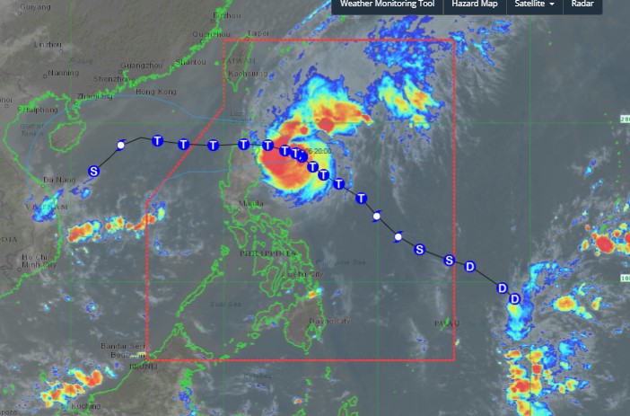Forecast of the path of typhoon Yinxing. Photo: PAGASA