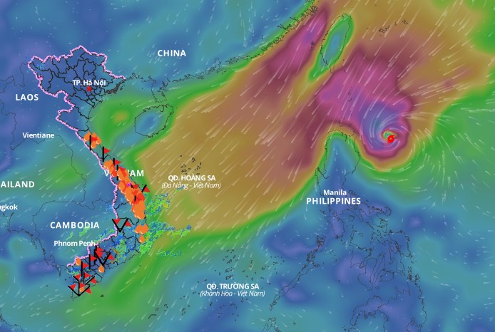Location of Typhoon Yinxing updated at 5:00 p.m. on November 6. Source: Vietnam Disaster Monitoring System