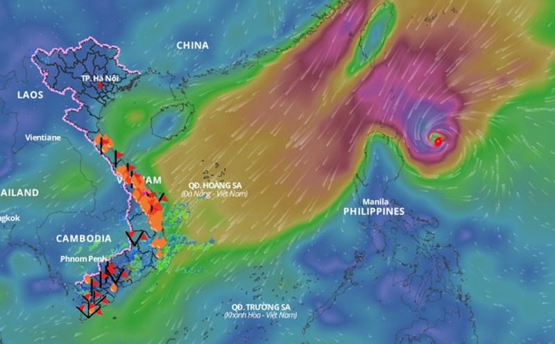 Location of Typhoon Yinxing updated at 5:00 p.m. on November 6. Source: Vietnam Disaster Monitoring System
