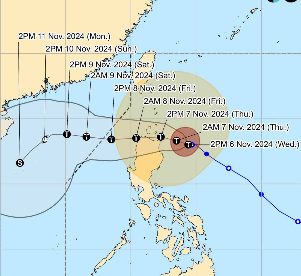 Du bao duong di cua bao Yinxing (Marce). Anh: PAGASA