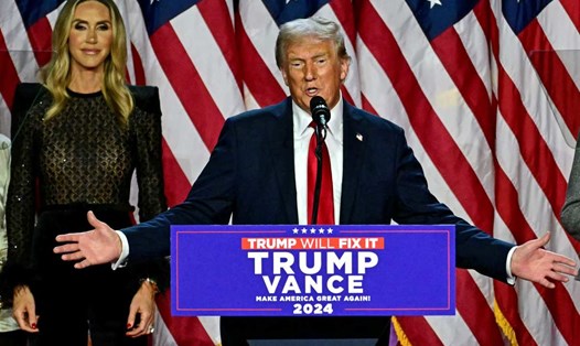 Ông Donald Trump phát biểu trong sự kiện đêm bầu cử ở West Palm Beach, Florida, Mỹ. Ảnh: AFP