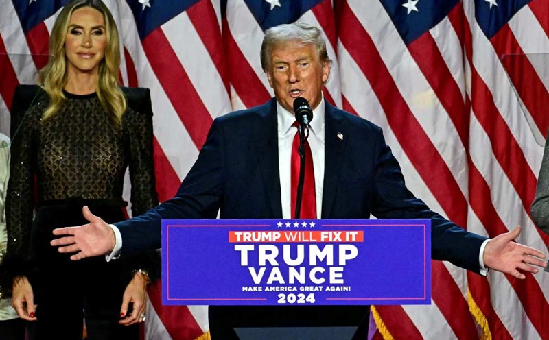 Donald Trump speaks at an election night event in West Palm Beach, Florida, USA. Photo: AFP