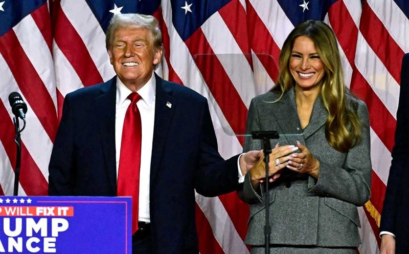 Mr. Donald Trump and his wife Melania Trump at an election night event in West Palm Beach, Florida, early morning November 6, 2024. Photo: AFP