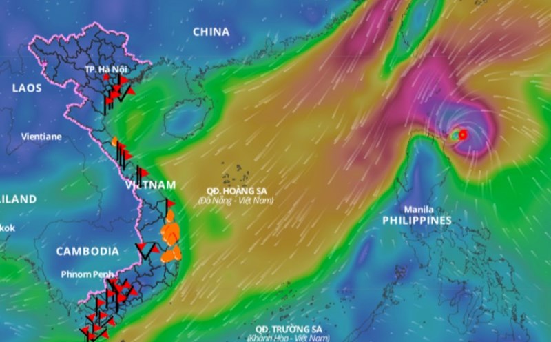 Updated position of typhoon Yinxing at 8am on November 7. Source: Vietnam Disaster Monitoring System