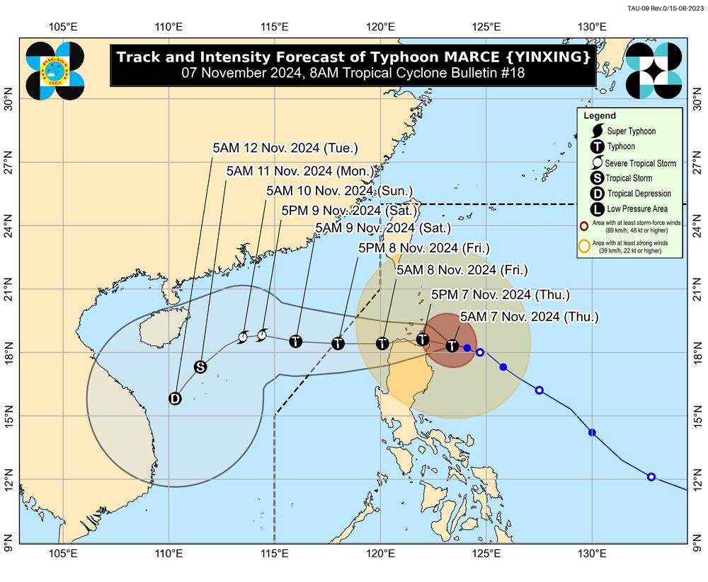 Bao Yinxing suy yeu thanh ap thap nhiet doi khi ap sat Viet Nam. Anh: PAGASA